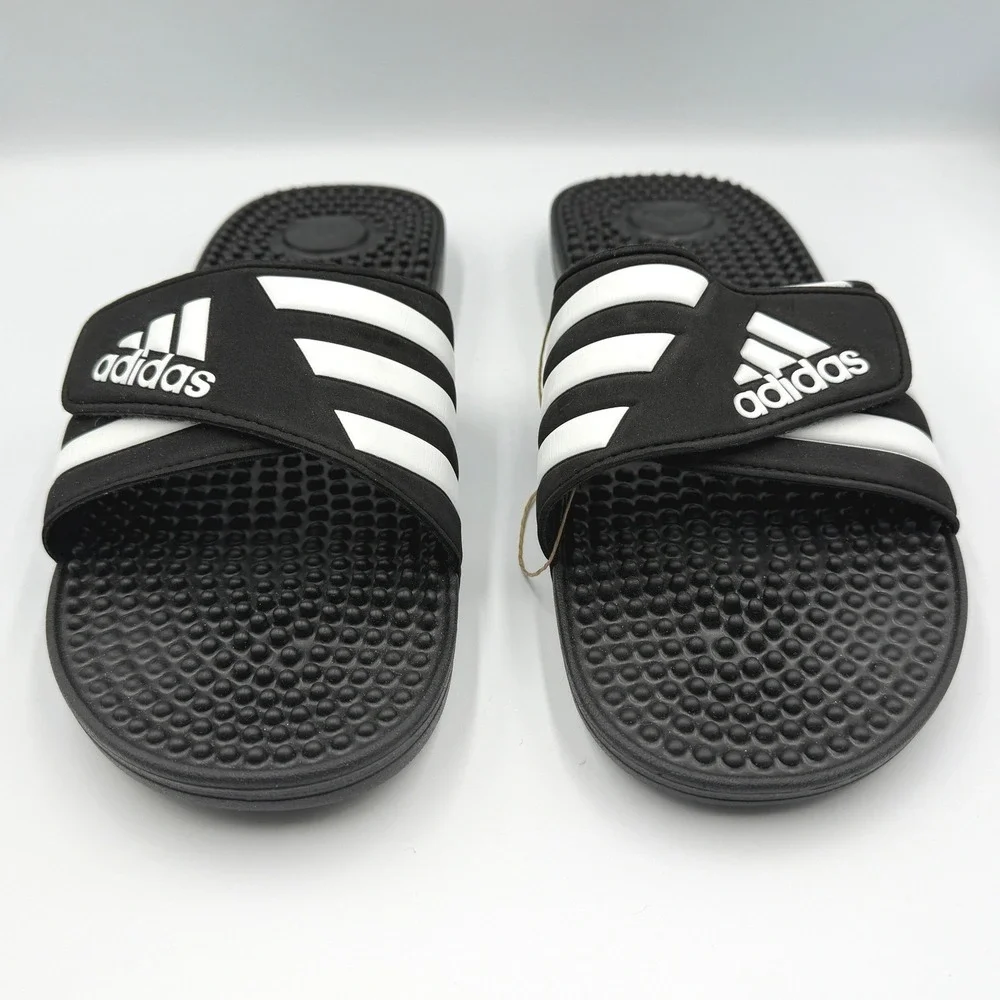 Adidas Adissage Massage Slides Mens 13 - Core Black / Cloud White (F35580) NWOT